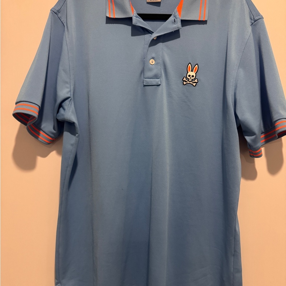 Psycho Bunny Blue and Orange Polo Shirt Classic Style